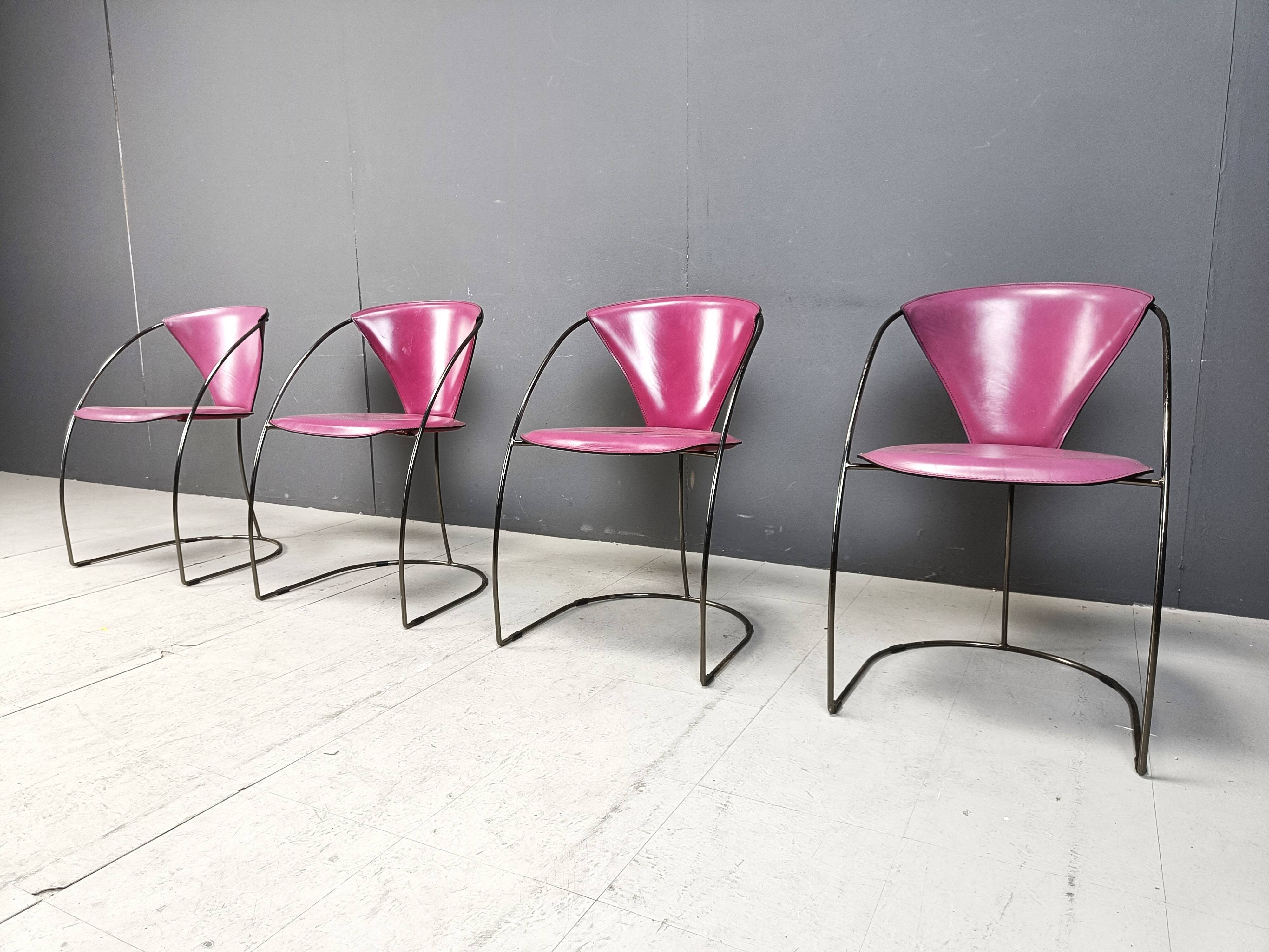 Vintage pink 'linda' dining chairs by Arrben, 1980s - set of 4