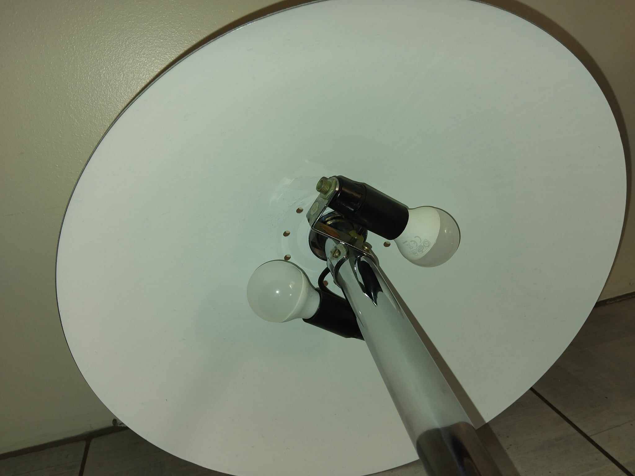 Pair of chrome mushroom lamps