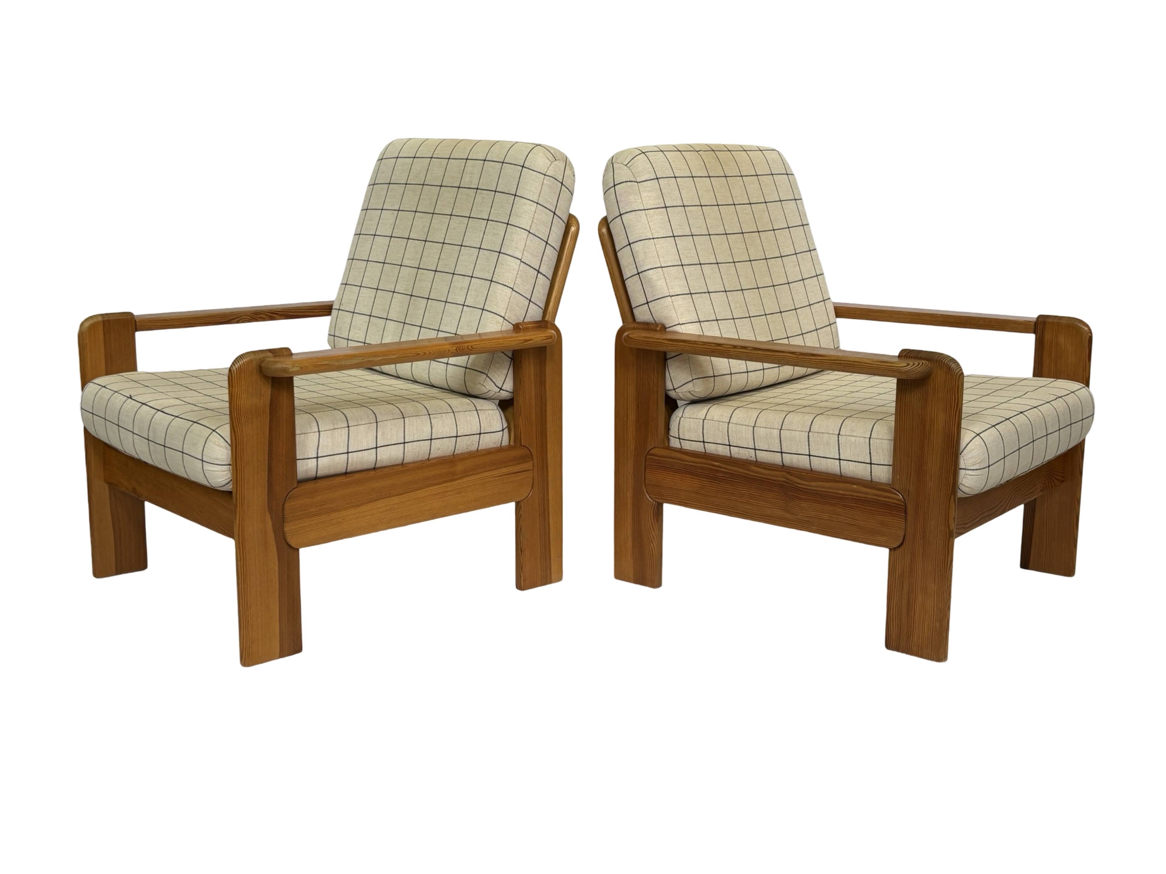 Vintage armchair set of 2 pinewood pine 70s design