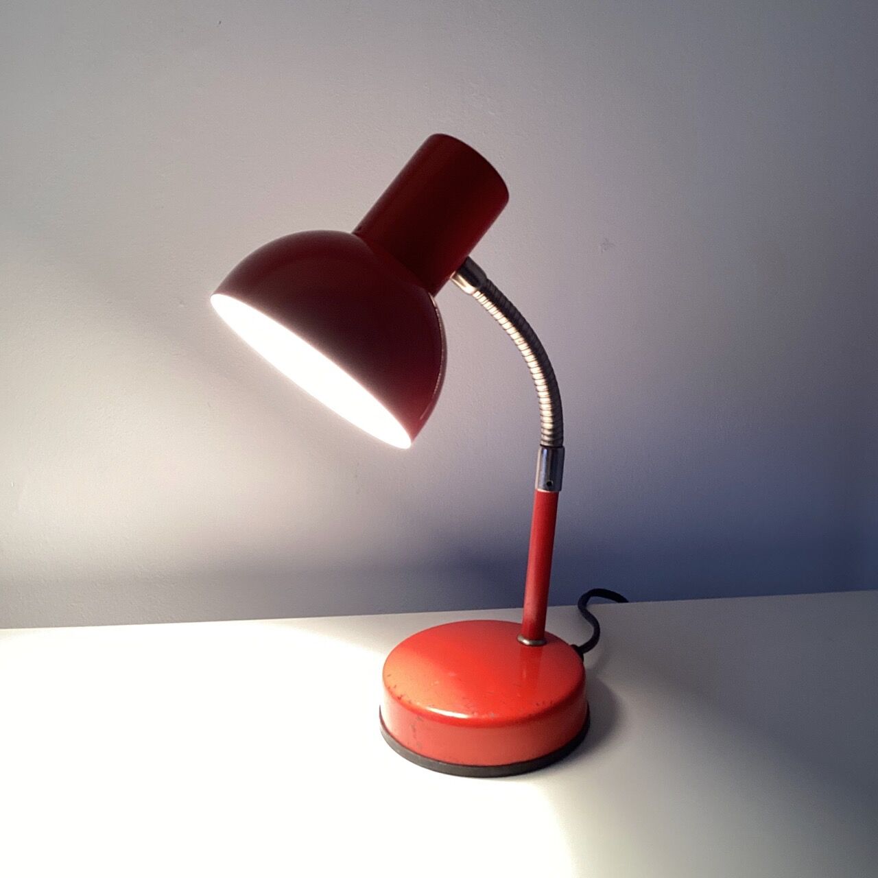 Red metal lamp