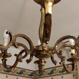 Lustre 8 lampes en bronze de style
