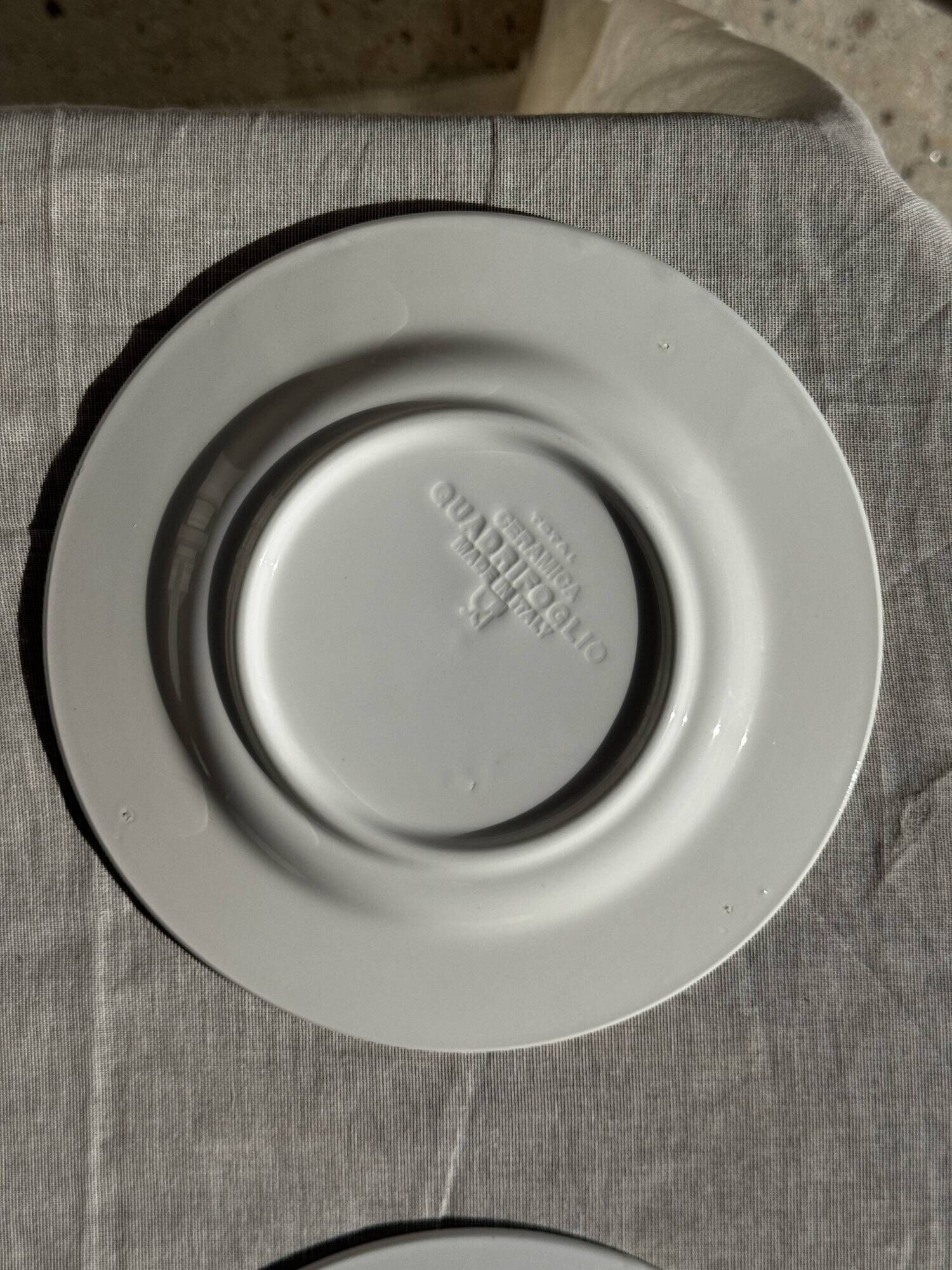 Set of 10 small dessert plates in Italian ceramic Total rim b