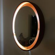 Teak, illuminated mirror, Italy, 1960s