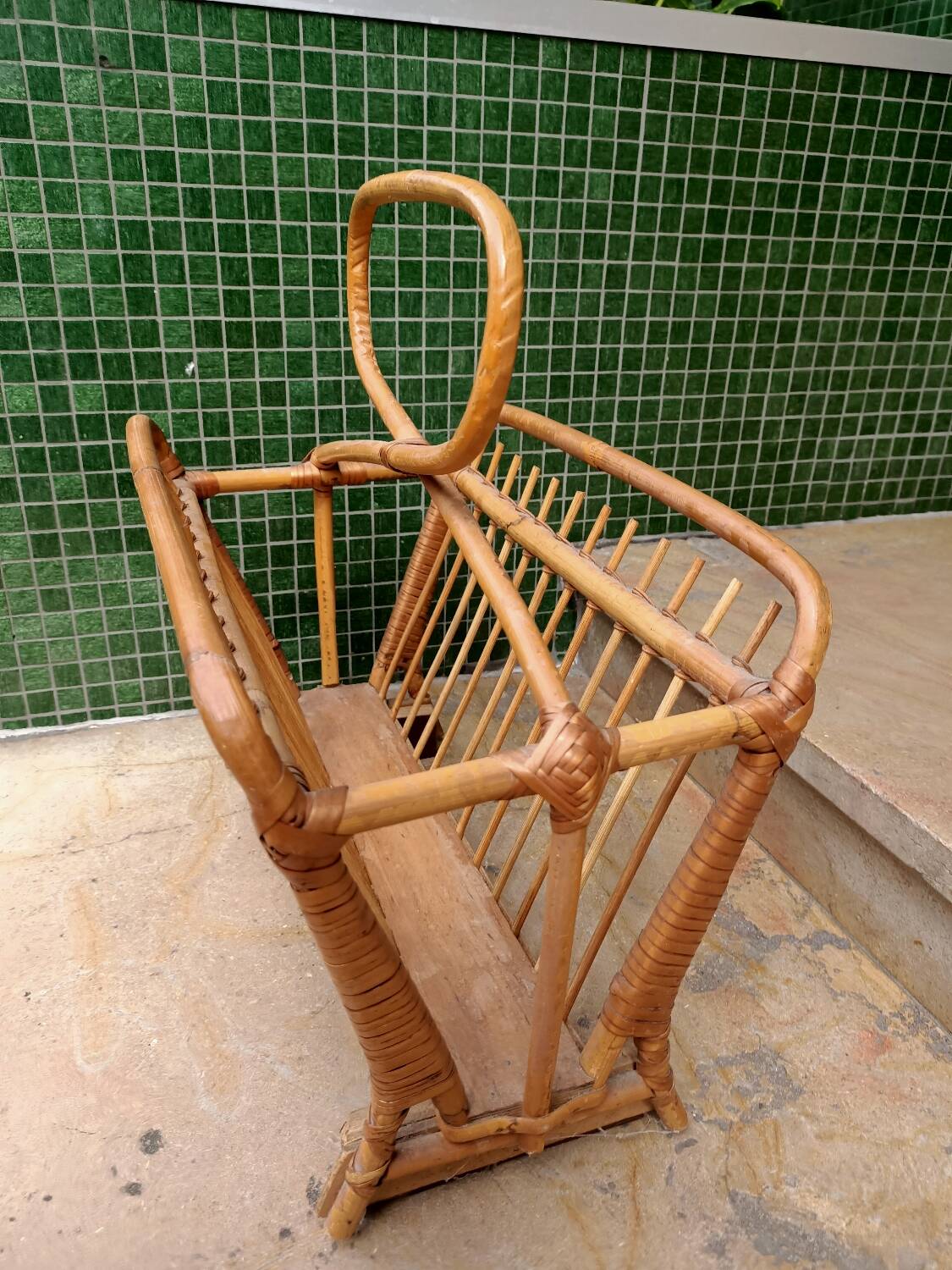 Rattan magazine rack