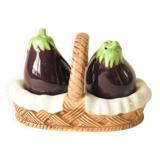 Salt and Pepper Eggplant - Salt and Pepper Shaker Barbotine - Table Decoration