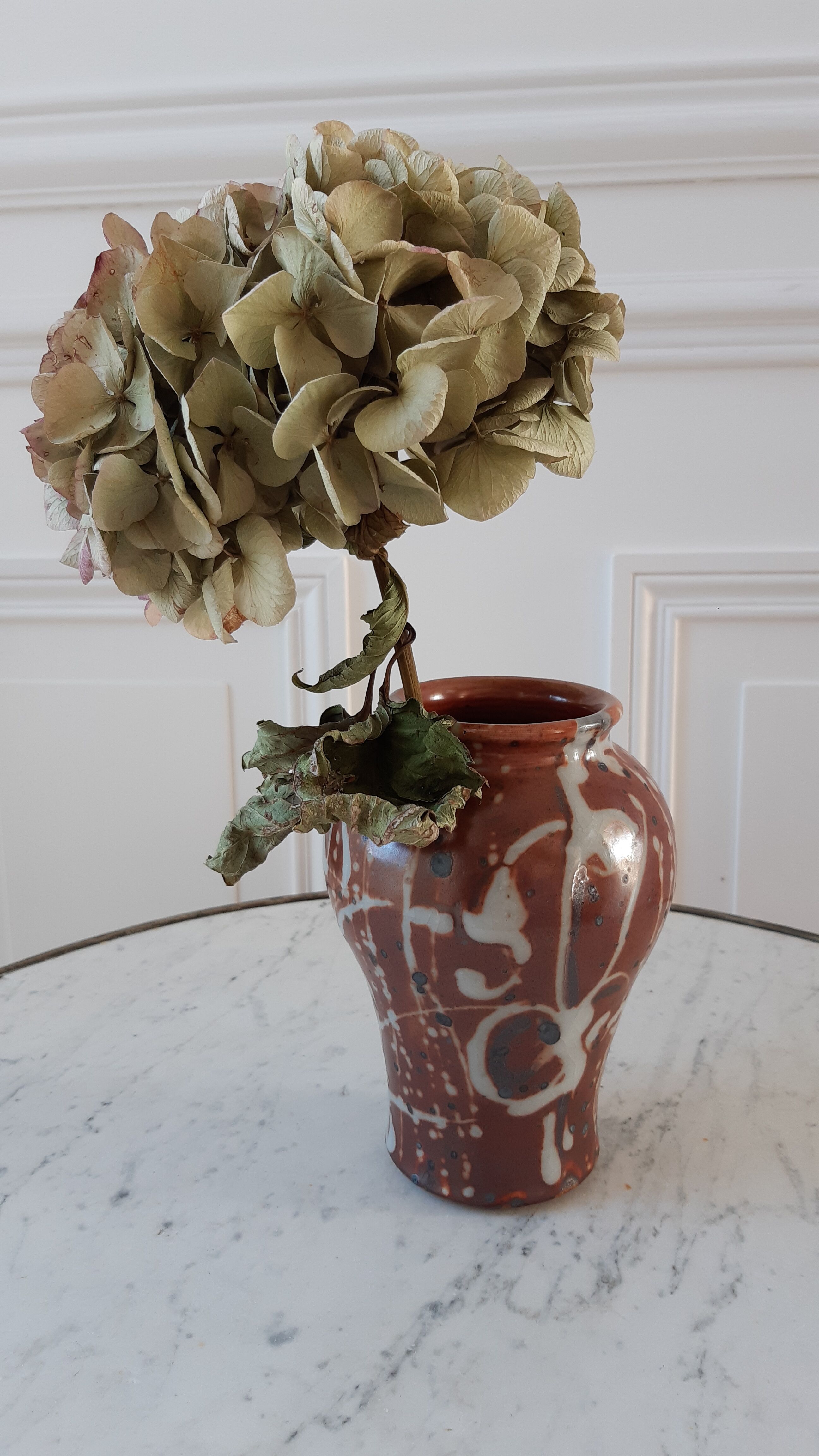 Ceramic vase handmade stoneware 60-70s signed