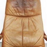 Berg Furniture Teak&Leather swivel Highback Lounge Chair