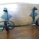Wooden wall coat rack and its 4 wrought iron hangers, 60s