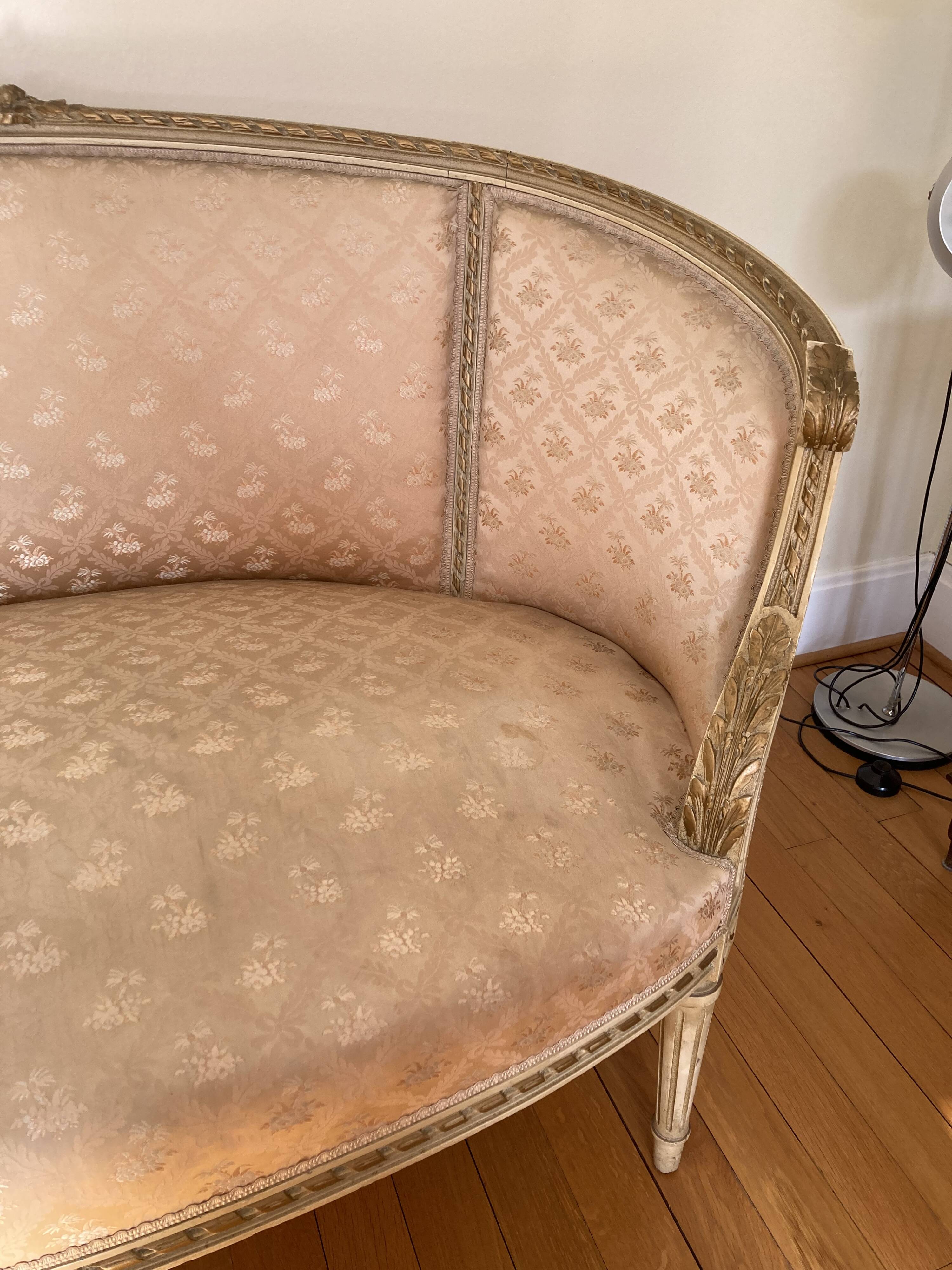 Louis XVI ivory and gold basket bench