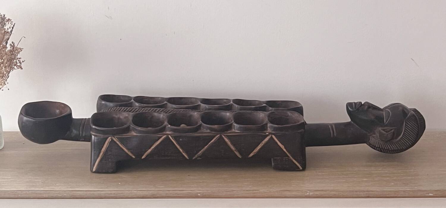 Large wooden Awale Baoule game (Burkina Faso)