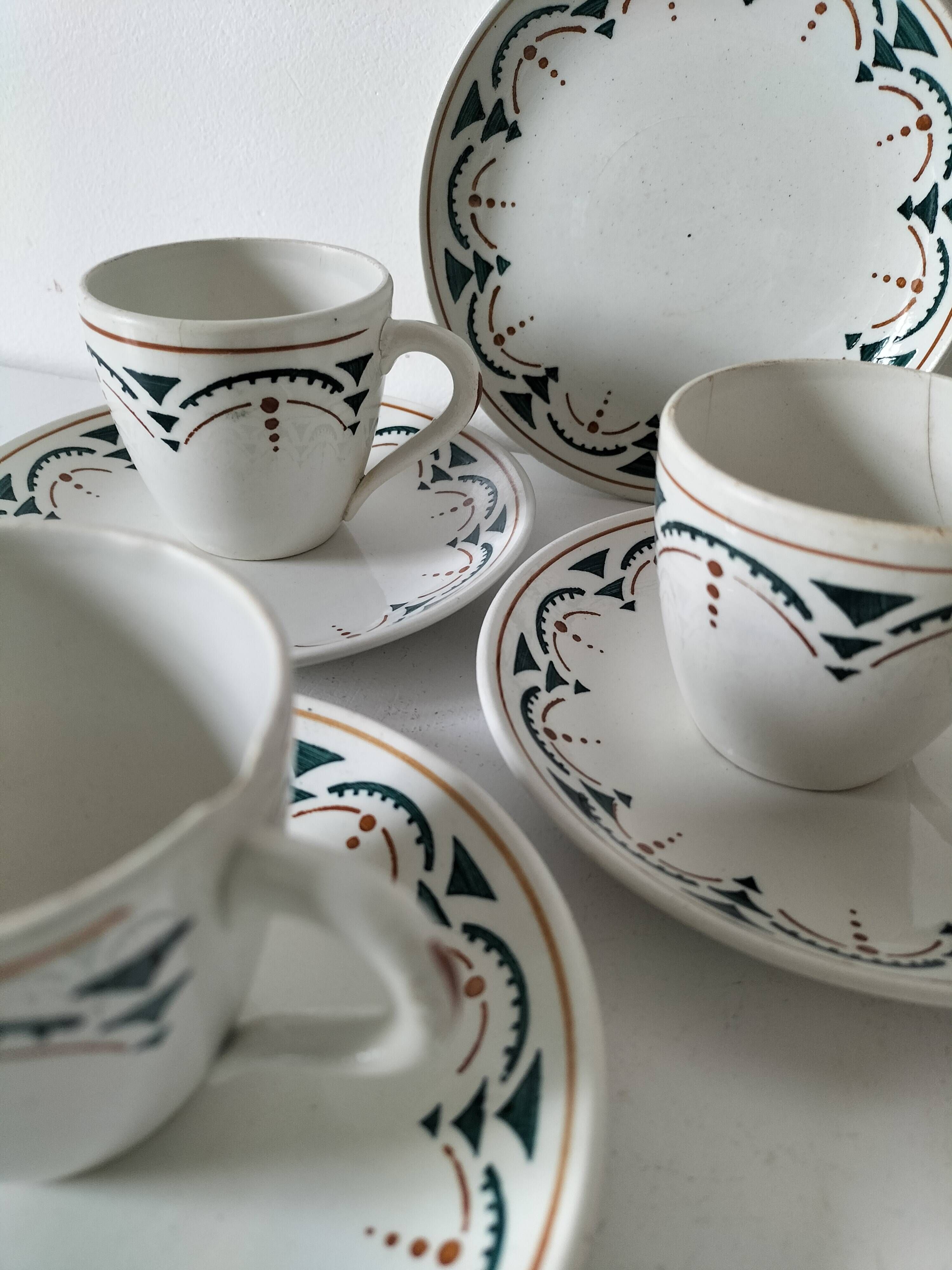 Set of 3 K&G Lunéville cups and saucers – Succao model, 1920s