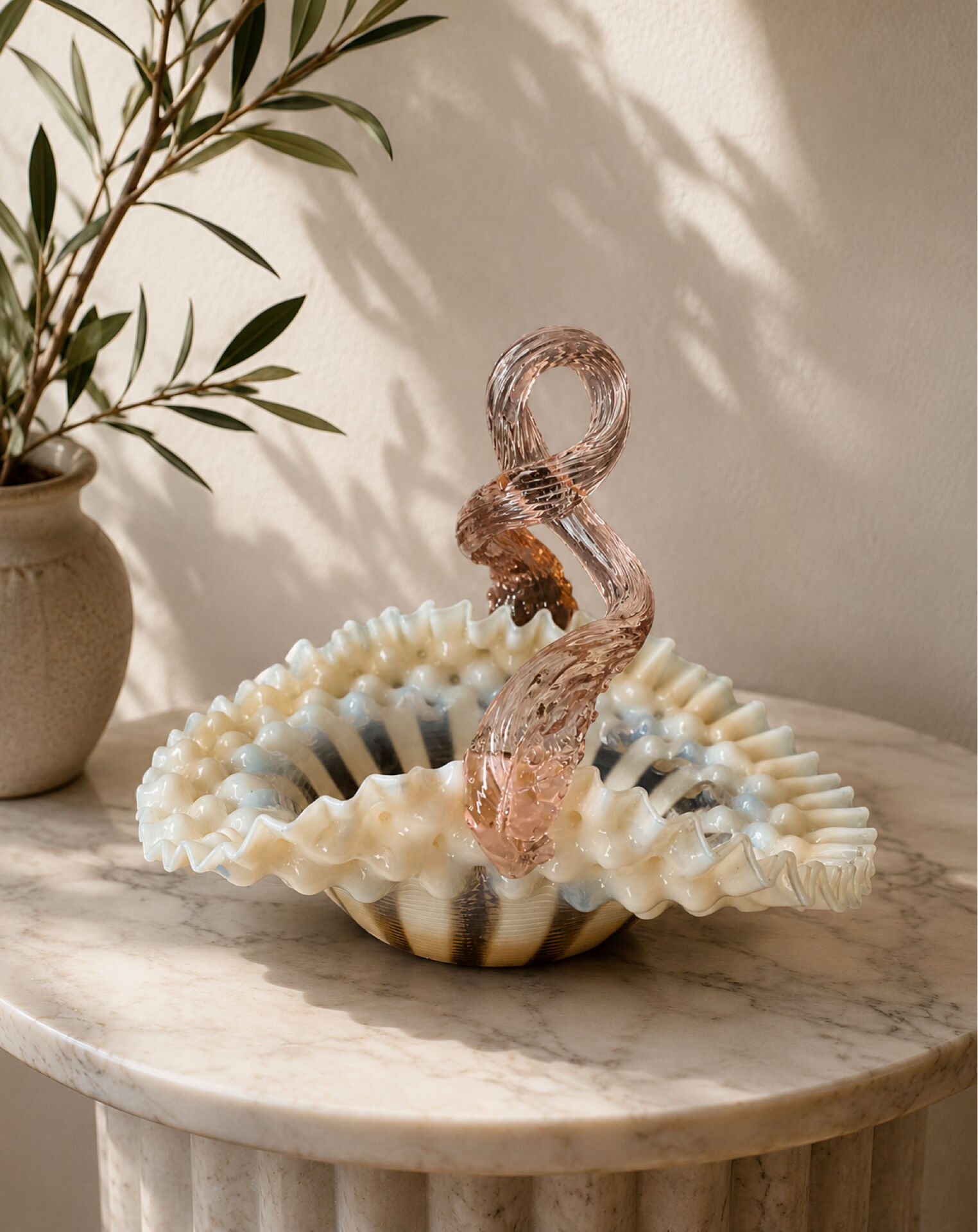 Murano opaline glass bowl, Italy, 1950s-1960s