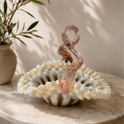 Corbeille Murano en verre soufflé opalin, Italie, années 1950-1960