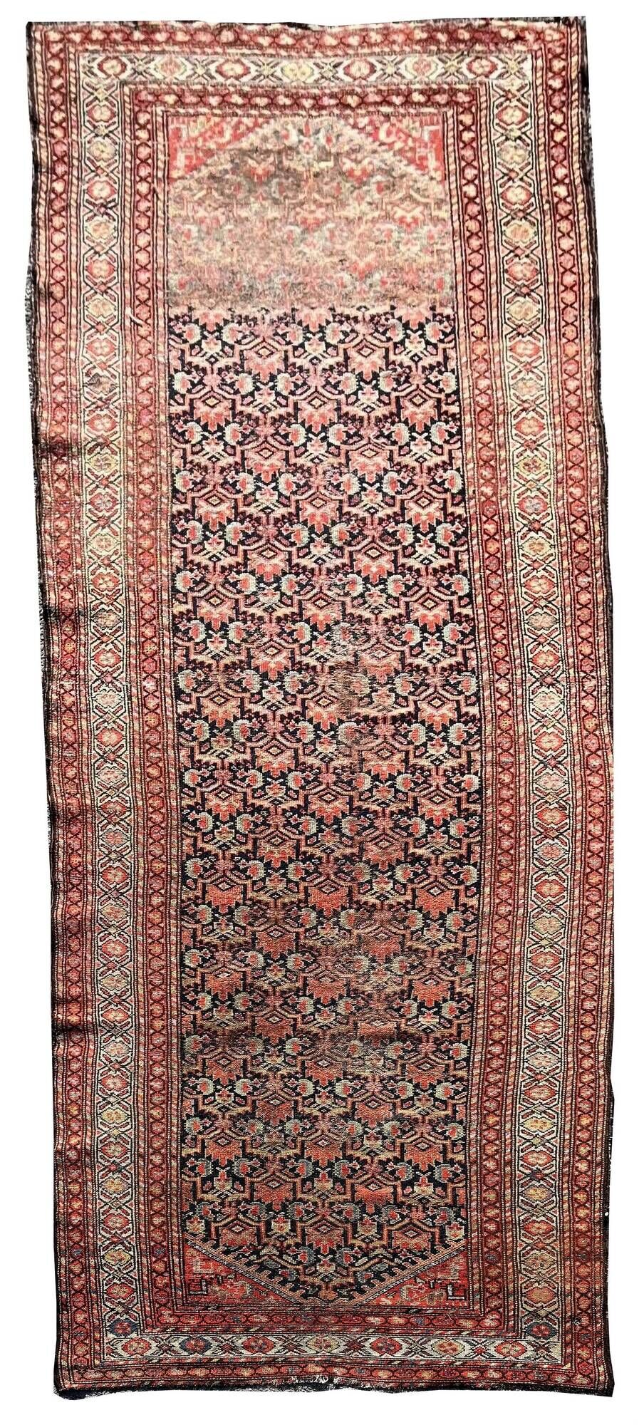 Oriental carpet malayer ancient persian iran. handmade 113 x 400 cm