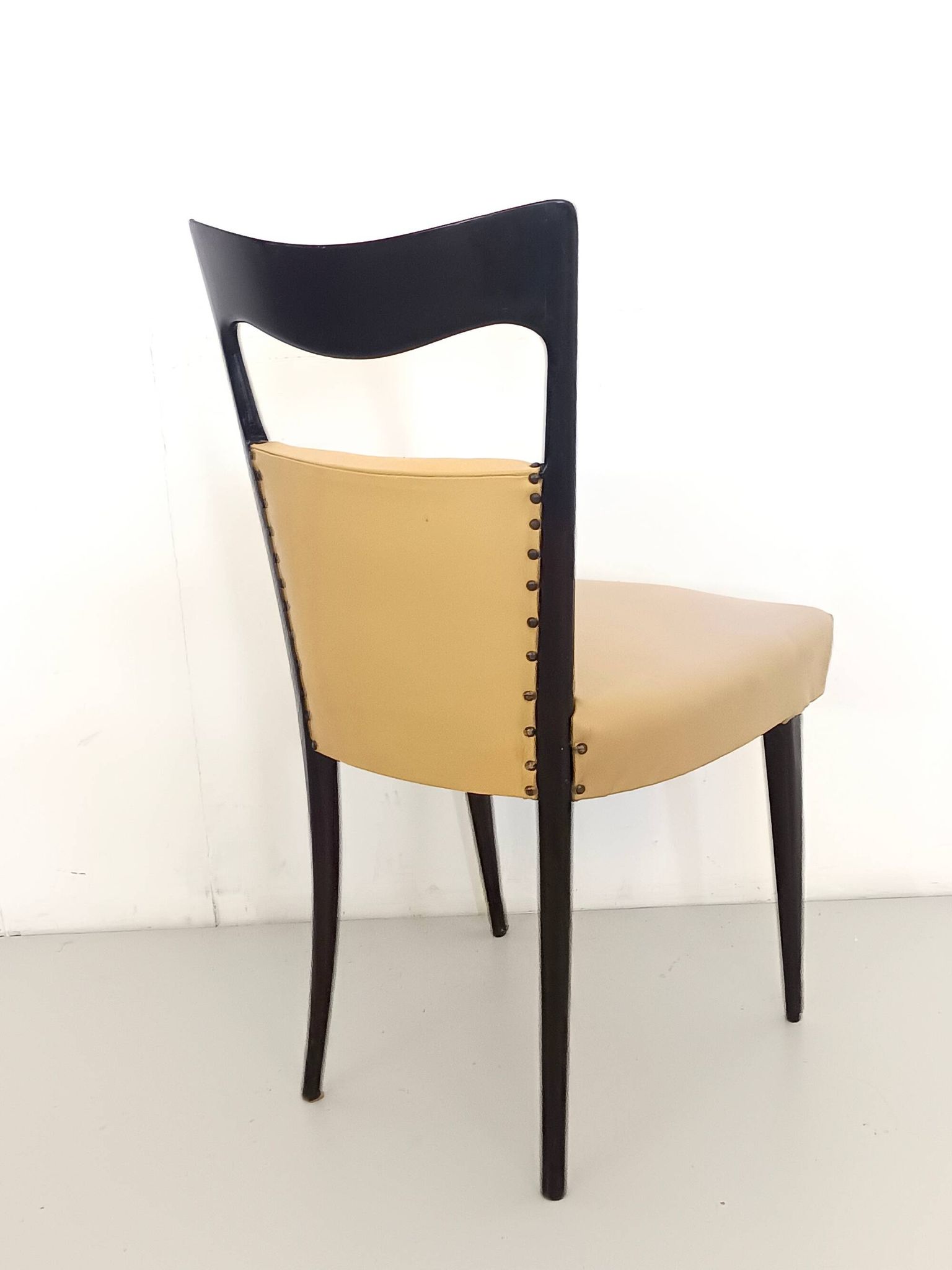 Set of Six Beige Skai Dining Chairs Ascr. to Melchiorre Bega, Italy