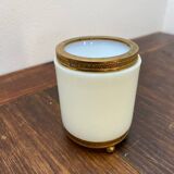 Opaline and brass pot