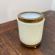 Opaline and brass pot