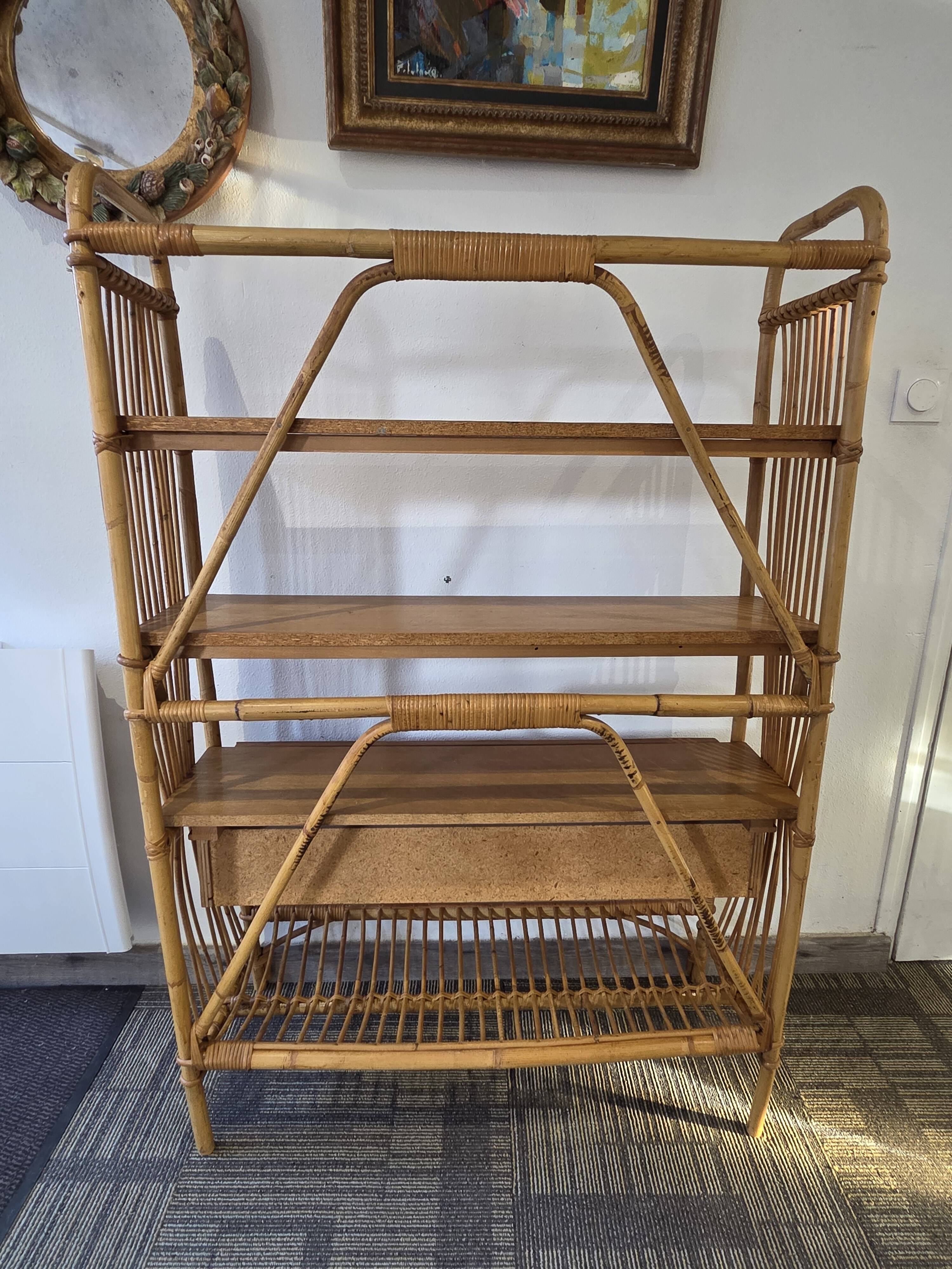 Rattan shelf – 1960s