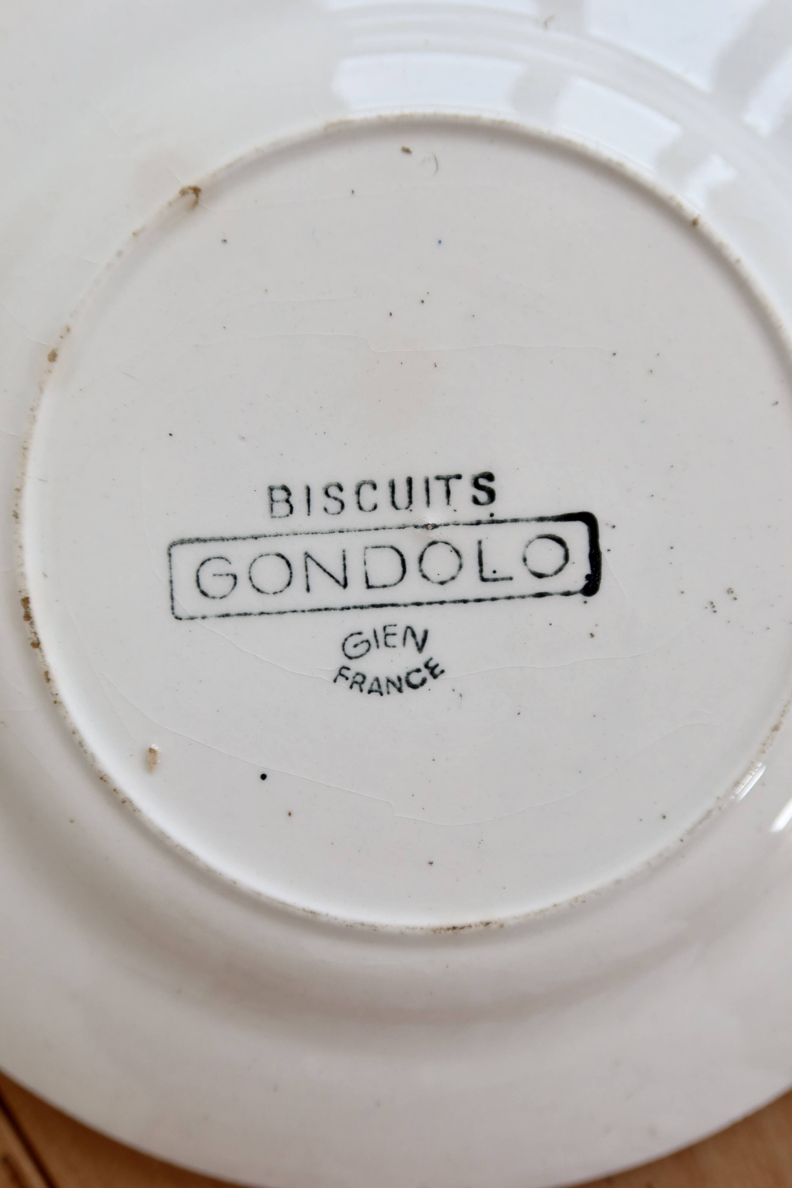 Vintage Gien Gondolo Biscuit dessert plate set