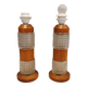Swedish table lamps made of teak wood and hard pressed crystal glass.