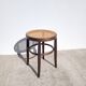 Tabouret bas ancien en cannage et bois courbé