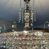 Brass chandelier with crystal pendants
