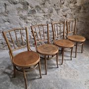Set of 4 Fischel bentwood bistro chairs, Czechoslovakia, circa 1930–1950.