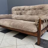 Brazillian 2 seat sofa in suede and Jatoba wood
