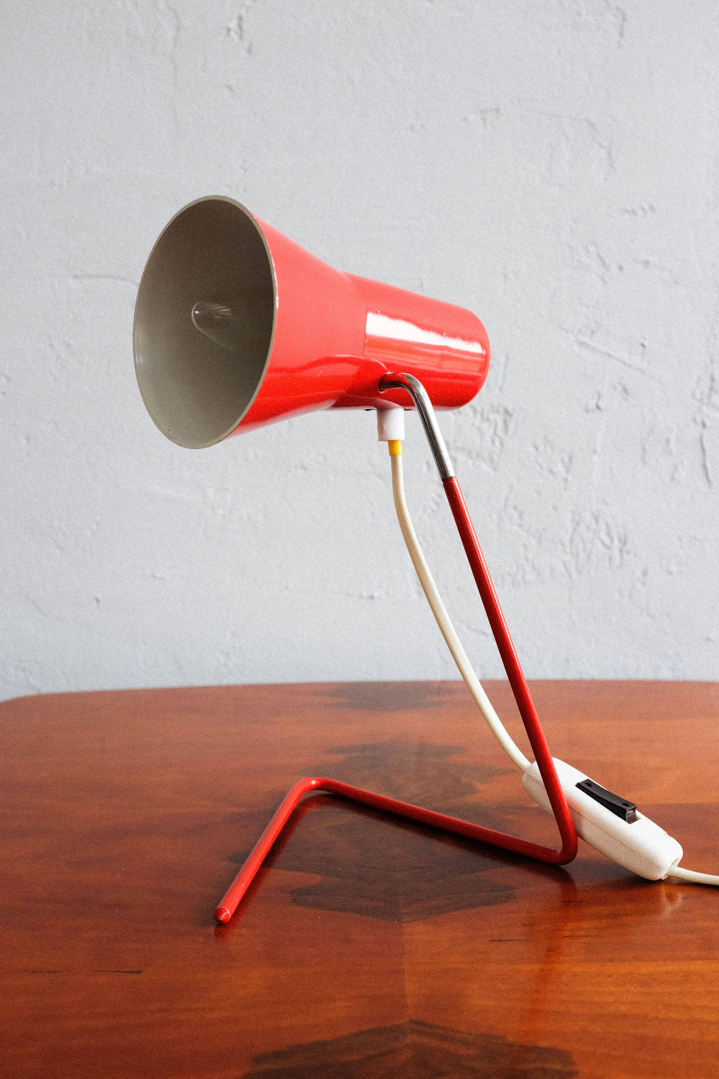 Vintage czechoslovakian red table lamp Drupol 21616, 1960s