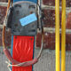 Retro pair of ski's child in blue wood 119 cm