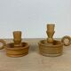 Paire de bougeoirs en bois vintage