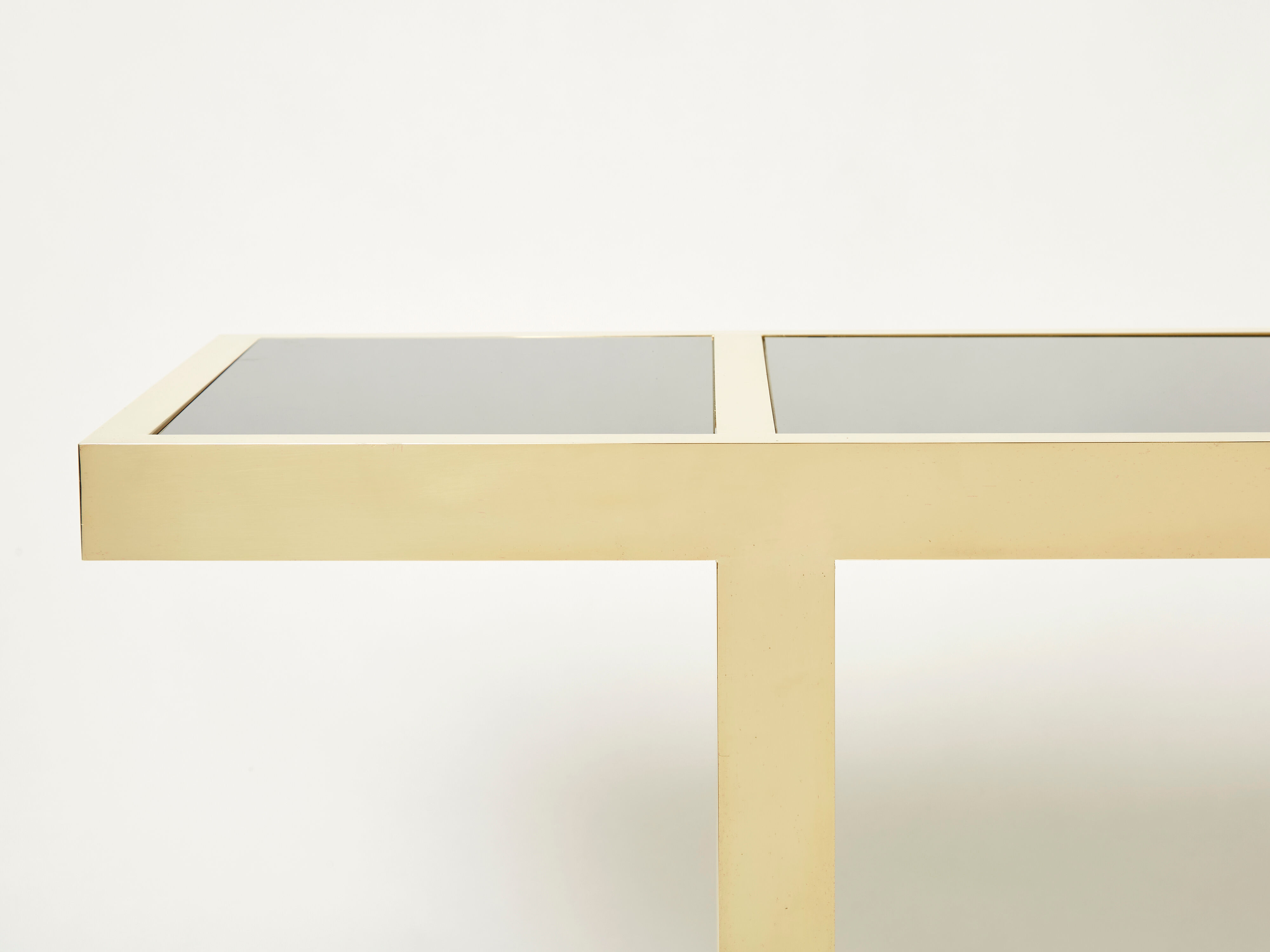 Italian console brass black opaline glass 1970s