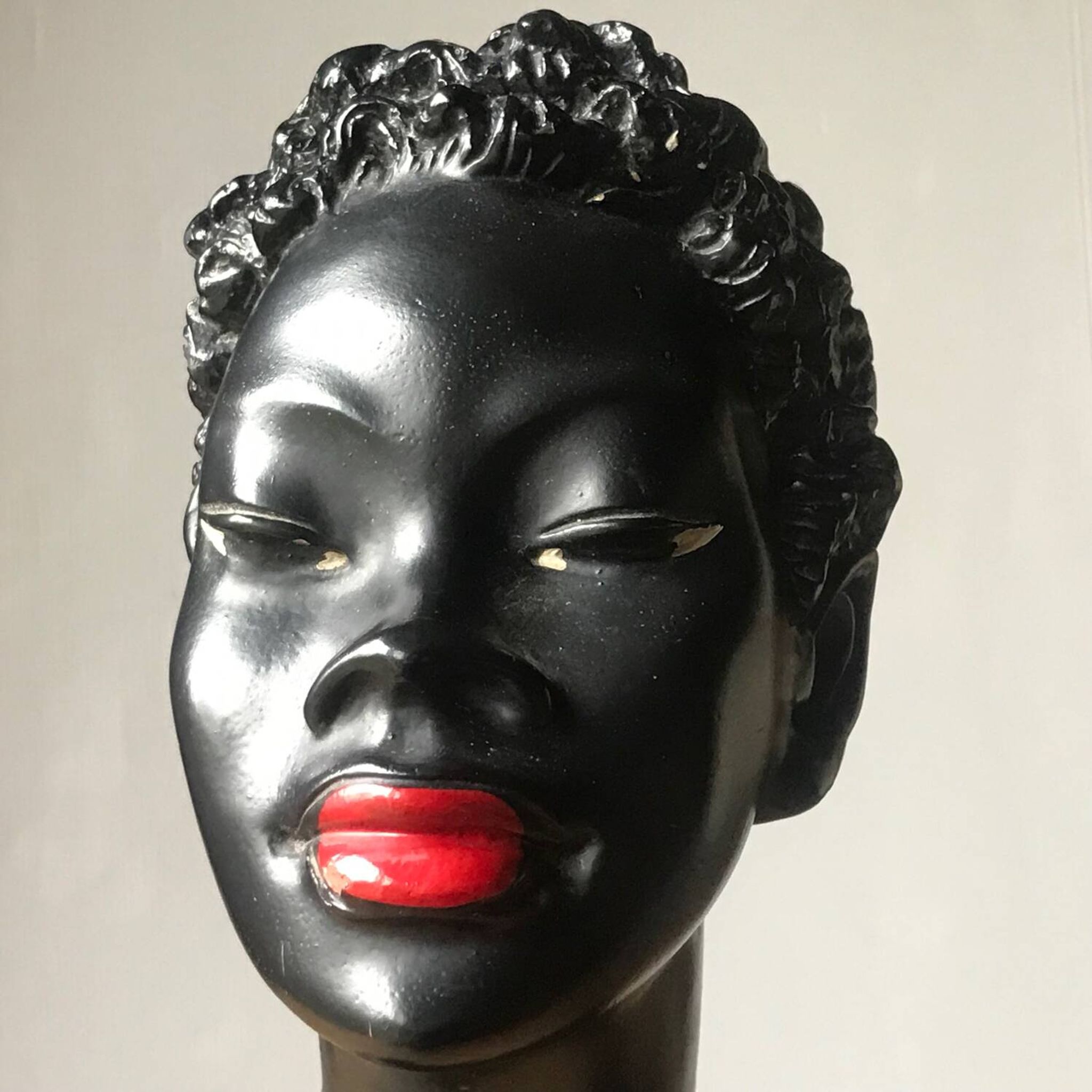 Buste plâtre femme noire 1950s Gino Manca