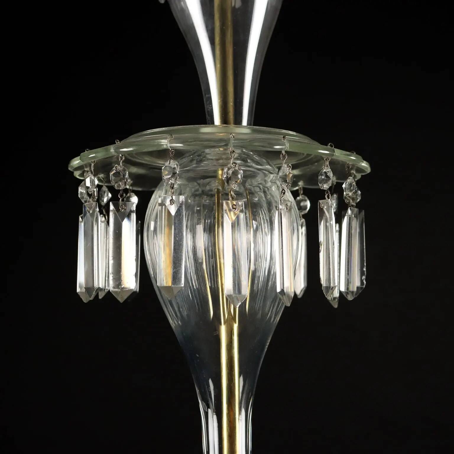Antique glass chandelier with 6 lights from the 19th century.