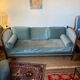 Vintage Louis XVI style blue velvet sofa