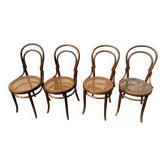 Set de 4 chaises bistrot en bois et cannage