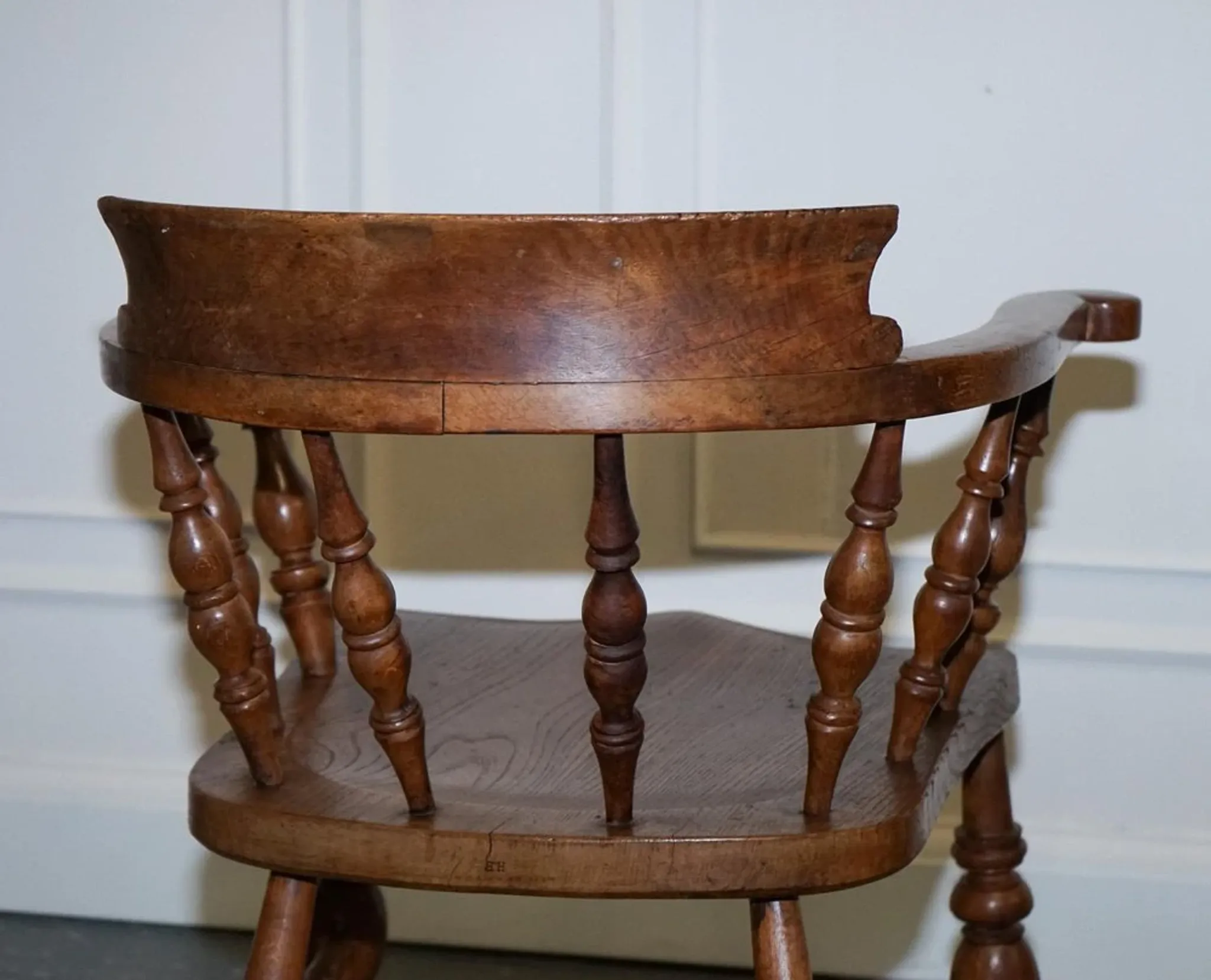 Edwardian Oak Captain's Chair for Smokers, 1900s