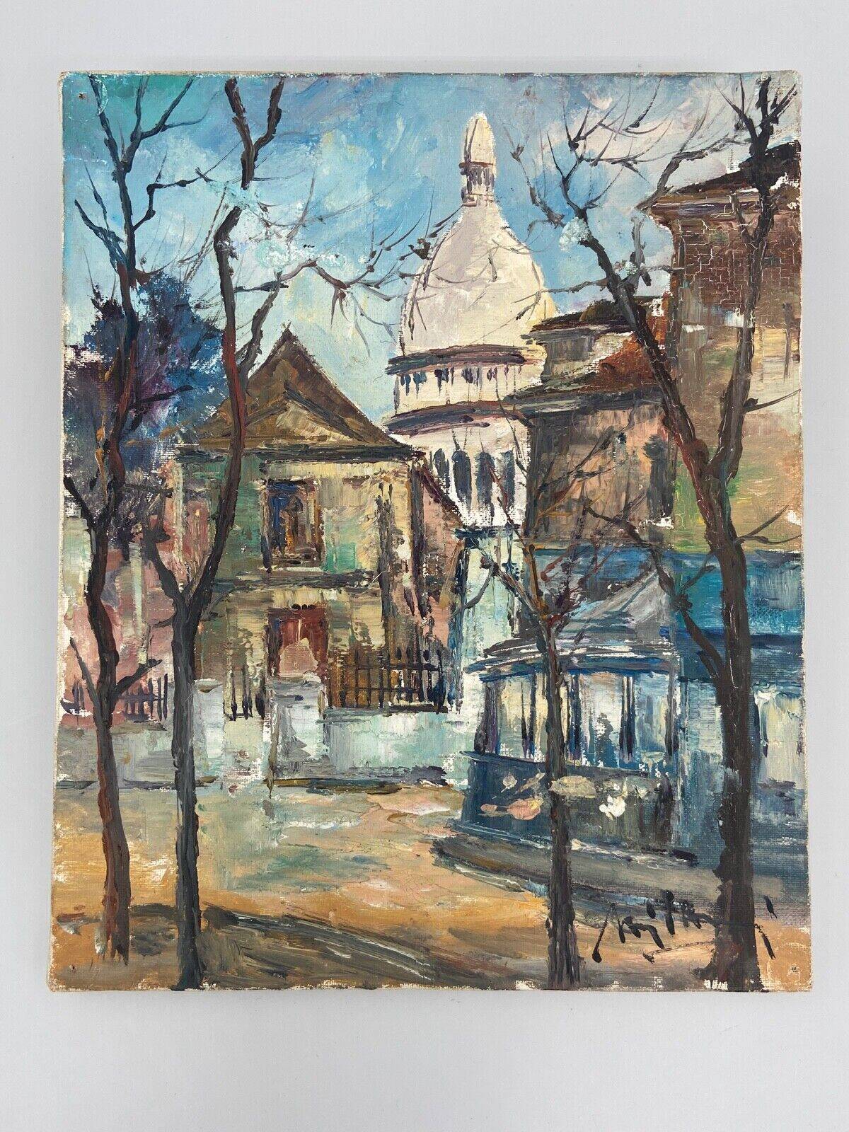 Oil on panel by Gino Milani Paris Saint-Pierre de Montmartre 1975