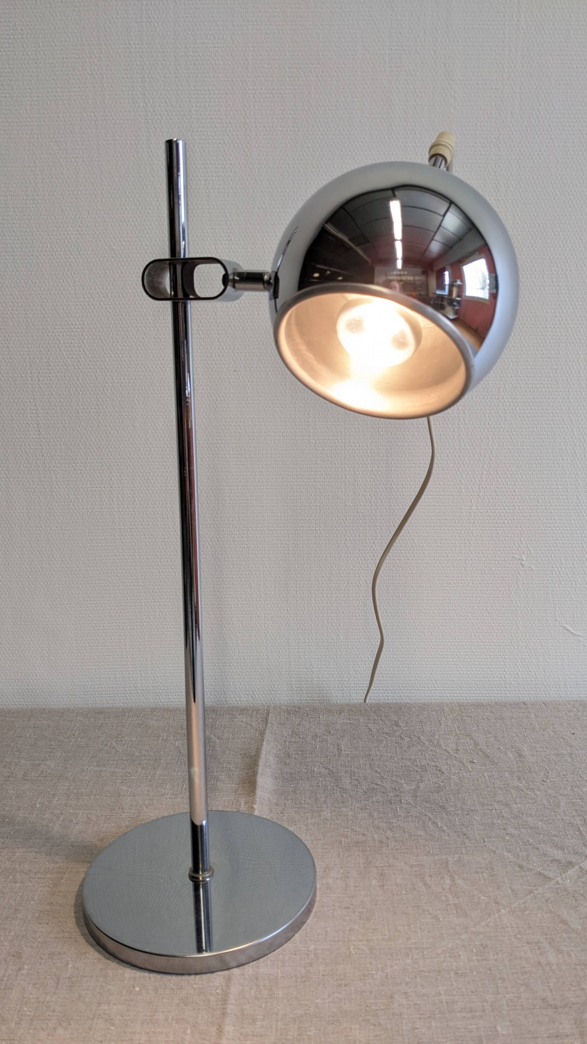 Chrome eye ball lamp, space age, Germany circa 1970.