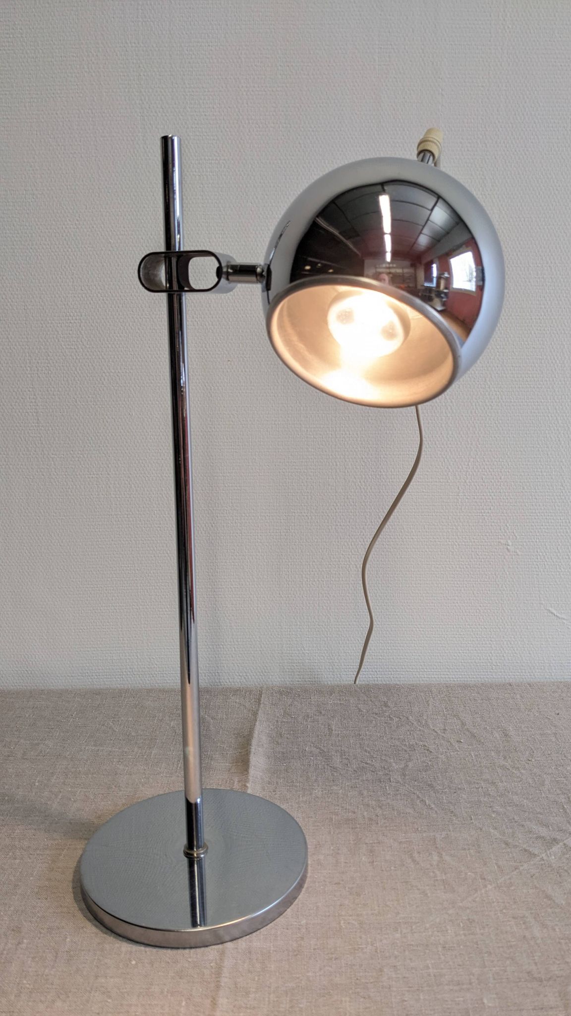 Chrome eye ball lamp, space age, Germany circa 1970.