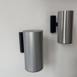 Pair of vintage wall lights, brushed metal, Bur Leucthen Germany 1970