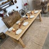 Solid oak table with birch extensions