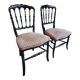 Pair of antique Napoleon III chairs in blackened wood and fabric.