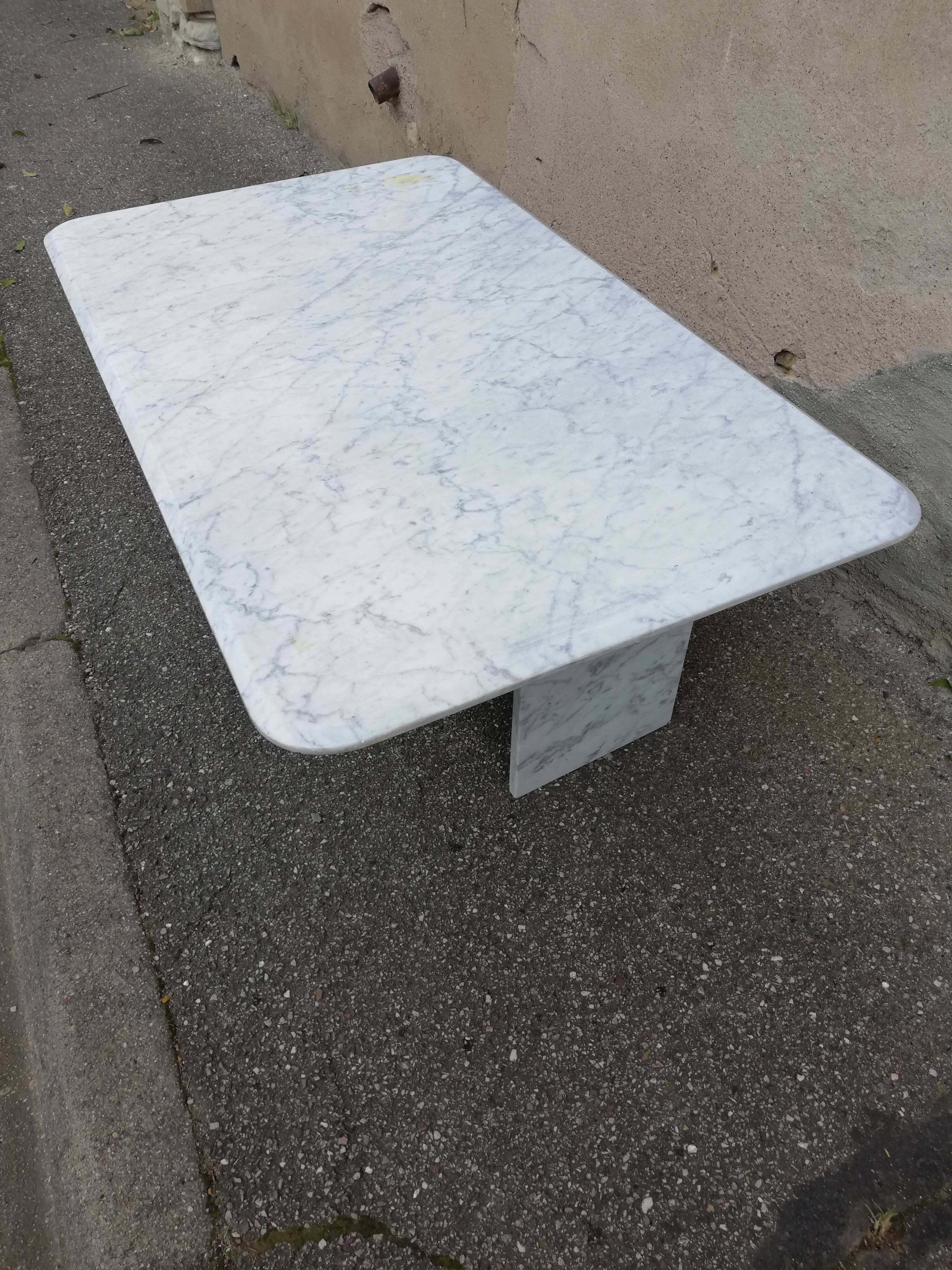 Vintage white Carrara marble coffee table