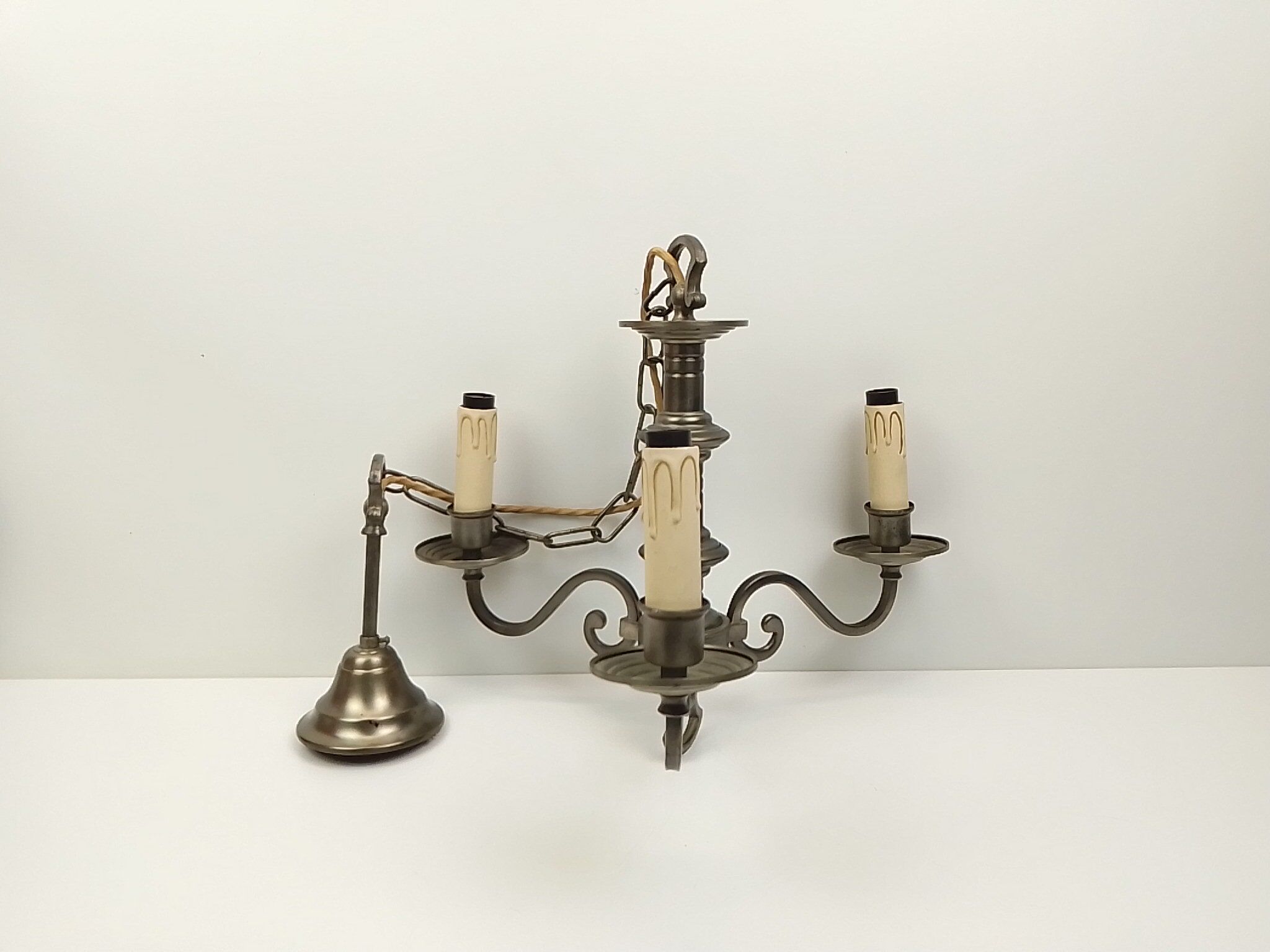 Chandelier 3 branches in brass tin color