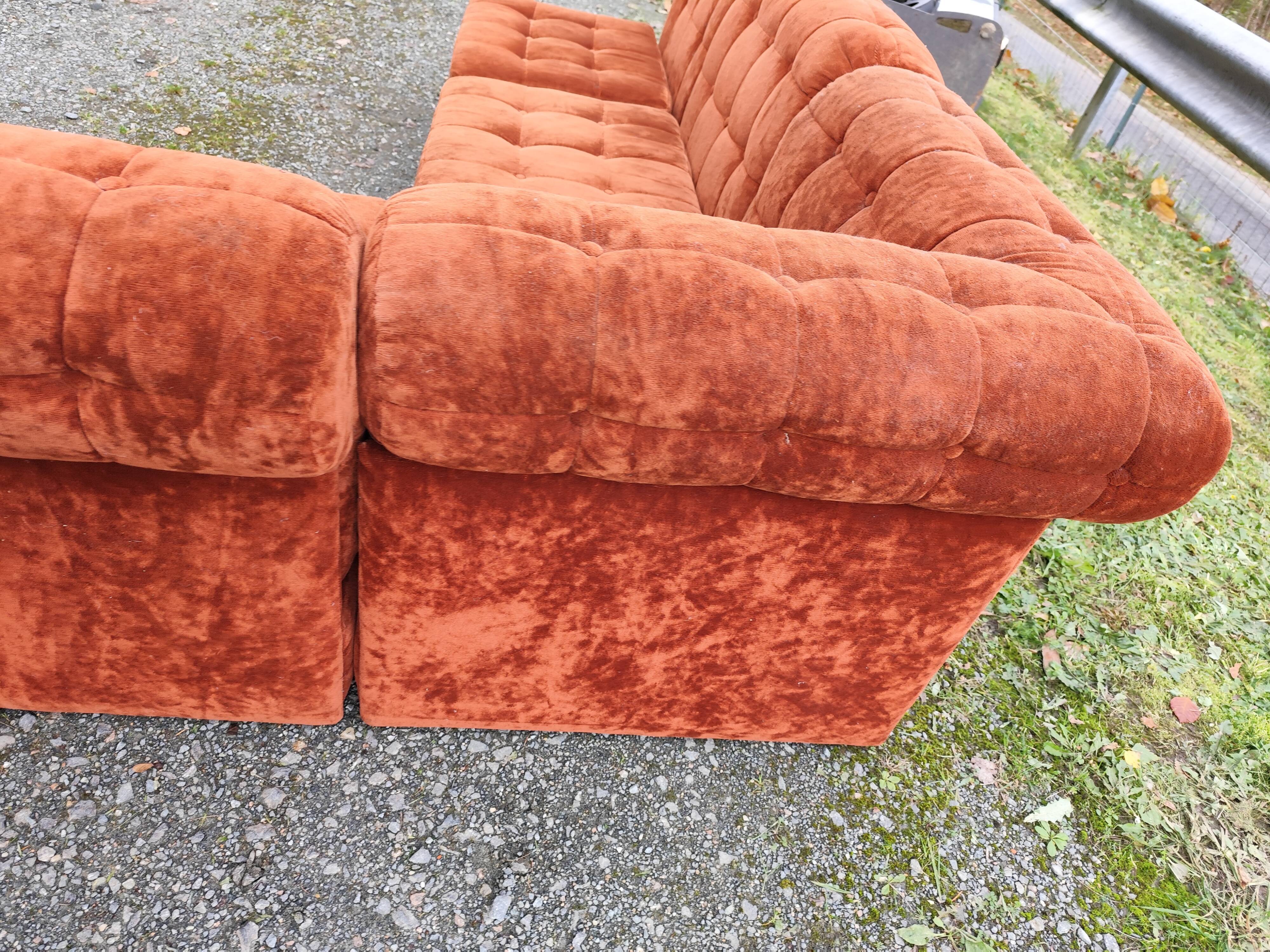 Modular velvet sofa bench 5 blocks