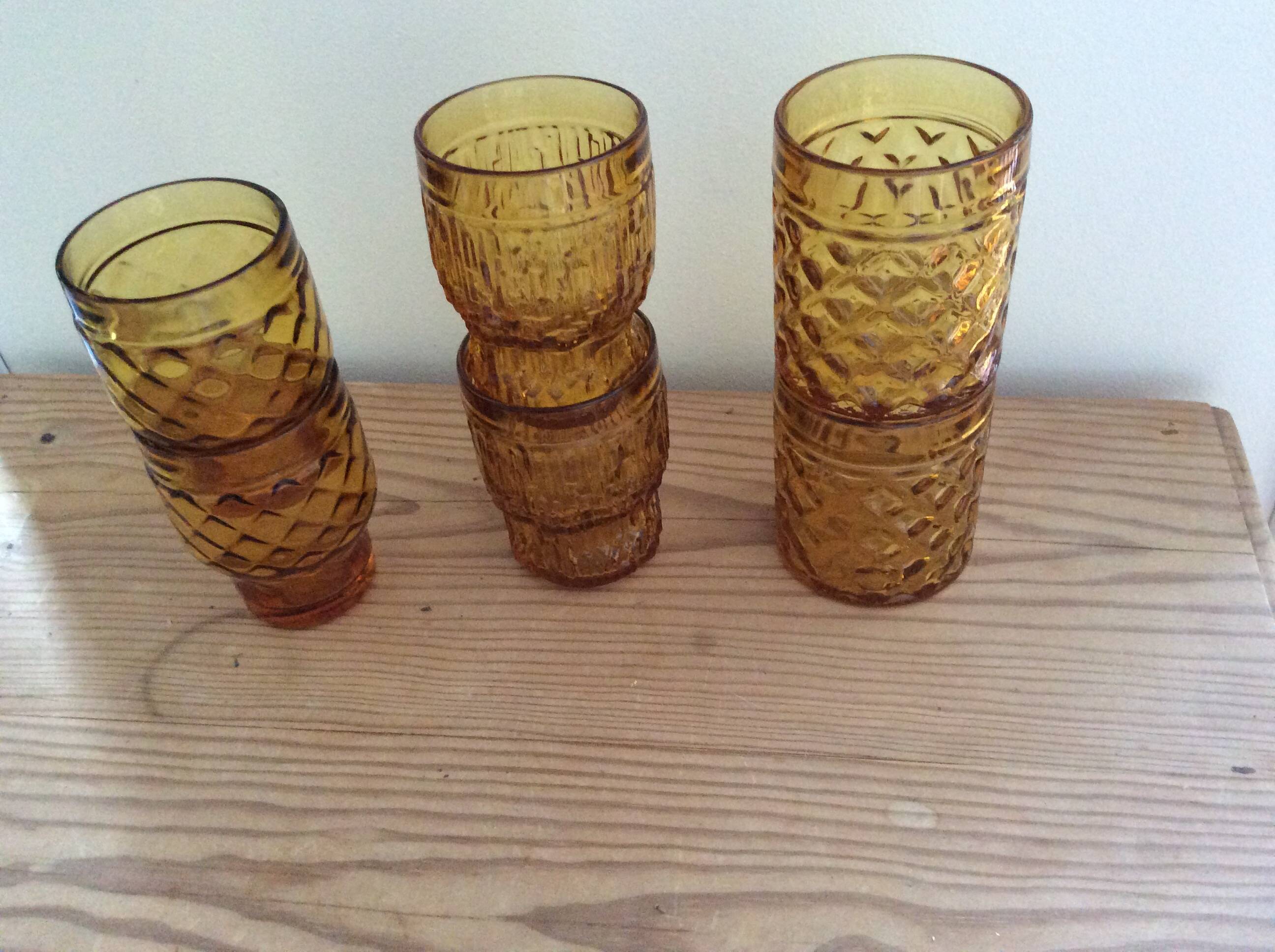 Set of 6 amber glasses