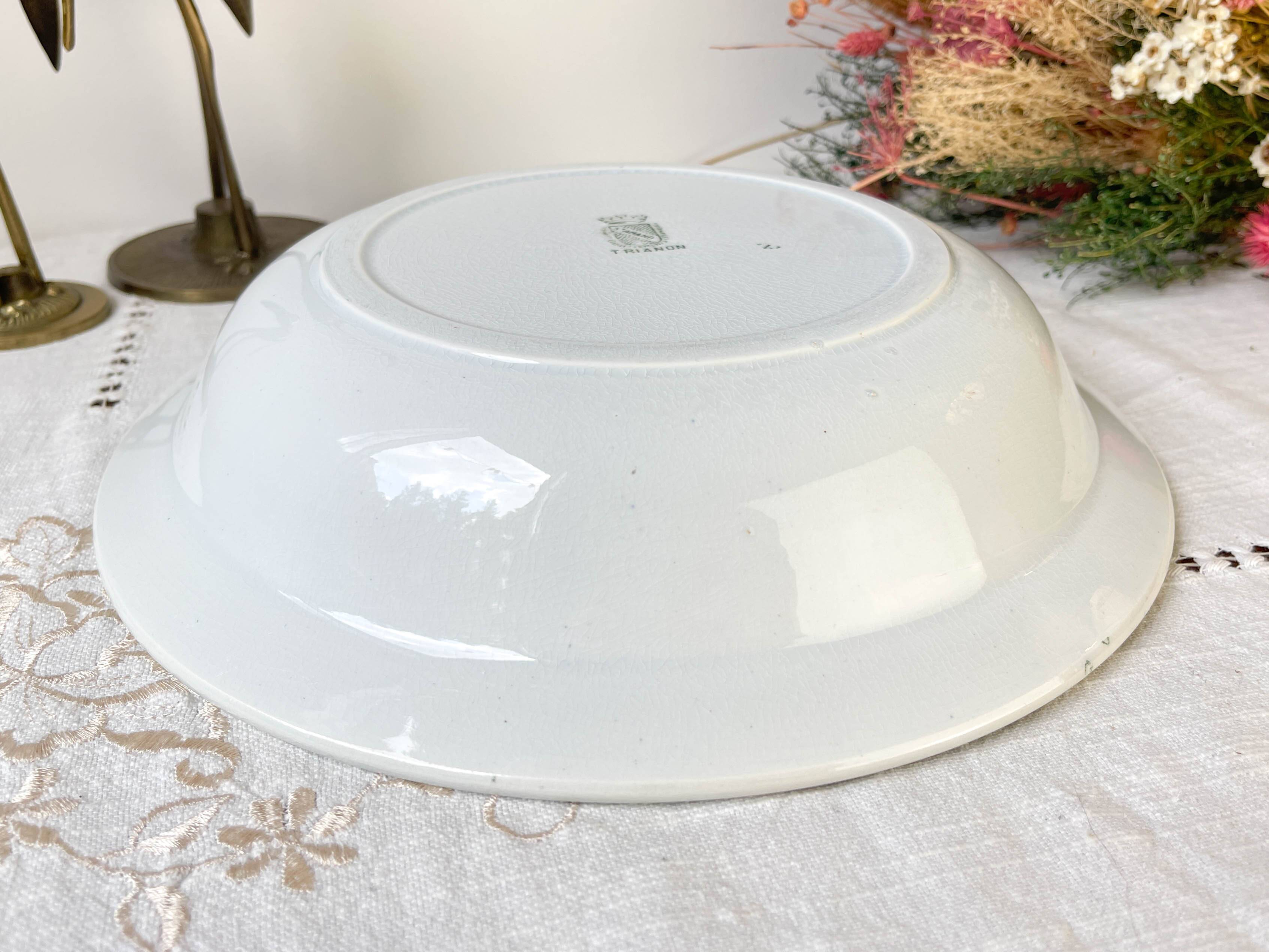 Vintage hollow dish French Terre de Fer St Amand TRIANON cherub motif 19th century