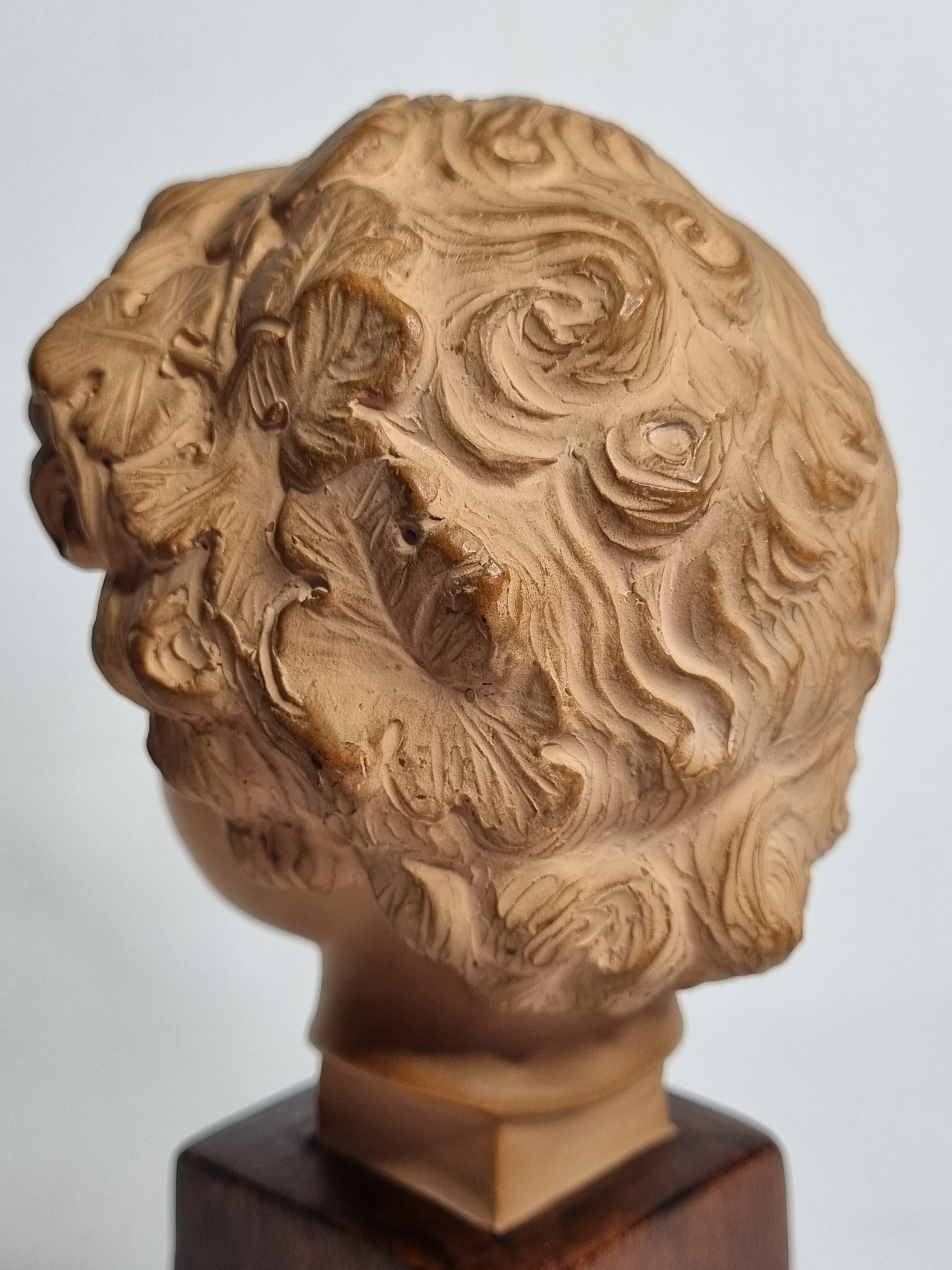 Bust of Bacchus child in patinated terracotta, 21 cm