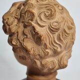 Bust of Bacchus child in patinated terracotta, 21 cm